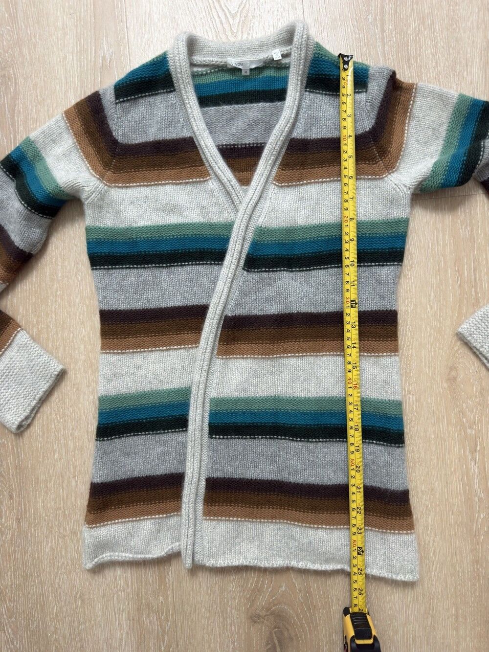 Vince 100% Cashmere Striped Cardigan Sweater M As Seen On Big Bang Theory Penny - Picture 7 of 16